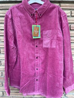 Houston White Magenta Corduroy Button-Down Shirt